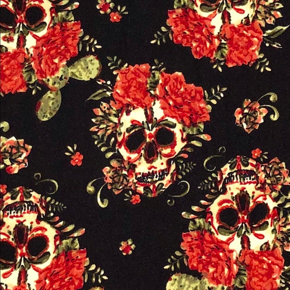 ❌SOLD❌ NWT LLR Sugar Skulls Printed Black Leggings - Picture 6 of 8